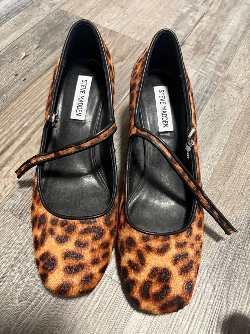 Steve Madden Leopard Mary Jane Flats in Brown and Black